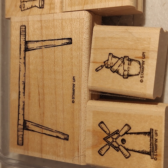 Stampin' Up! Scene In A Garden Wood Mounted Rubber Stamp Set Of 7 Stamps - Picture 2 of 6